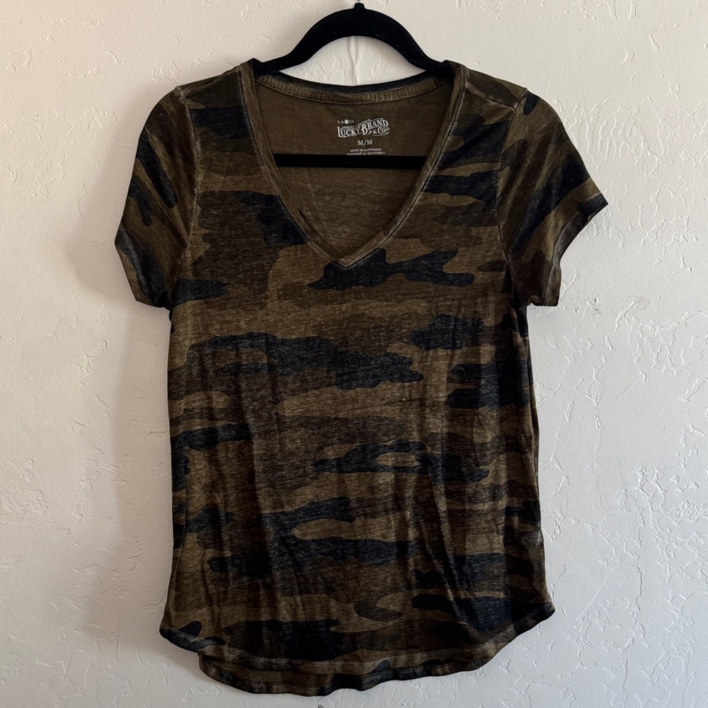 Lucky Brand Camouflage V-Neck Tee